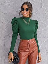 Mock-neck Gigot Sleeve Top
